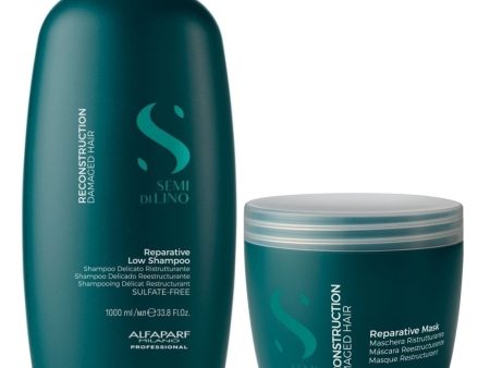 Alfaparf Milano Semi Di Lino Reconstruction Reparative Shampoo 1000ml & Mask 500ml Twin on Sale