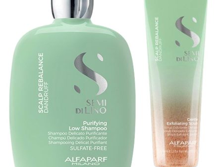 Alfaparf Milano Semi Di Lino Scalp Rebalance Purifying Low Shampoo 250ml & Exfoliating Scrub 150ml Twin Fashion