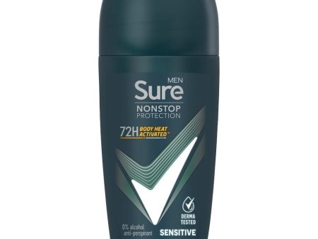 Sure Men Nonstop Protection 72h Sensitive Anti-Perspirant Deodorant Roll On 50ml on Sale