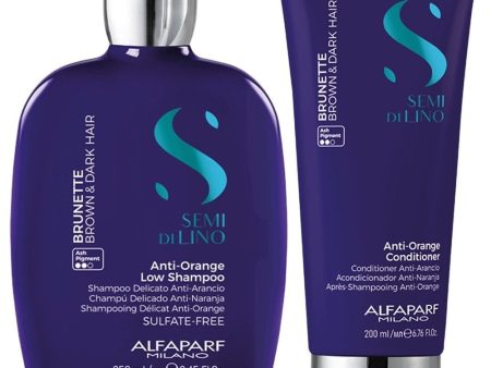 Alfaparf Milano Semi Di Lino Brunette Anti-Orange Low Shampoo 250ml & Conditioner 200ml Twin For Cheap