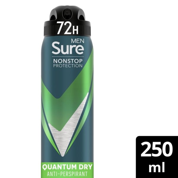 Sure Men Nonstop Protection 72h Quantum Dry Anti-Perspirant Deodorant Spray 250ml For Discount