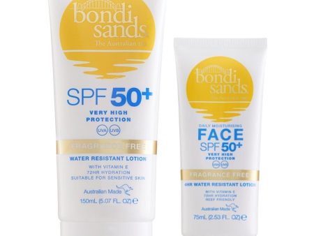 Bondi Sands Fragrance-Free Face & Body Sunscreen SPF50+ Duo Supply