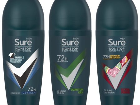 Sure Men s Anti-Perspirant Deodorant Roll-On Variety Pack 3 x 50ml Fashion