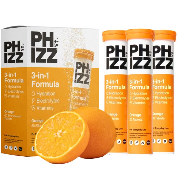 Phizz Orange 3-in-1 Multivitamin Hydration Tablets 60 Tablets Supply