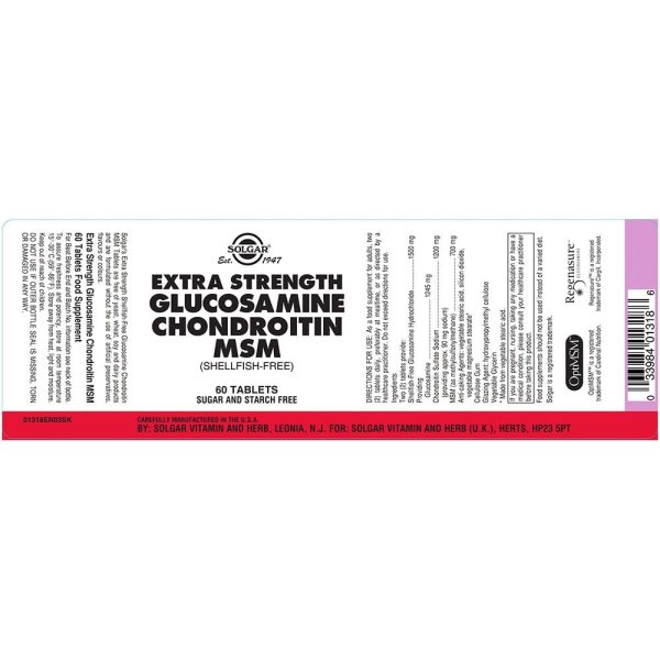 Solgar Extra Strength Glucosamine Chondroitin MSM 60 Tablets Sale