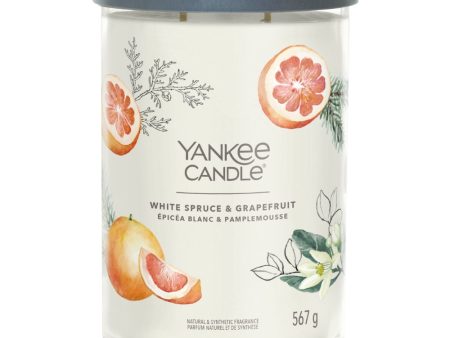 Yankee Candle White Spruce & Grapefruit Large Signature Tumbler Jar Candle For Sale