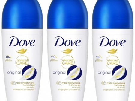 Dove Advanced Care Original Anti-Perspirant Deodorant Roll-On Trio 3 x 50ml Cheap