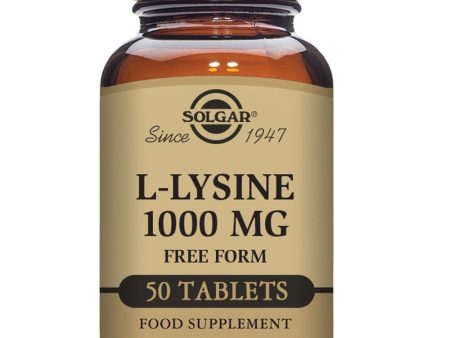 Solgar L-Lysine 1000 mg Free Form 50 Tablets Hot on Sale