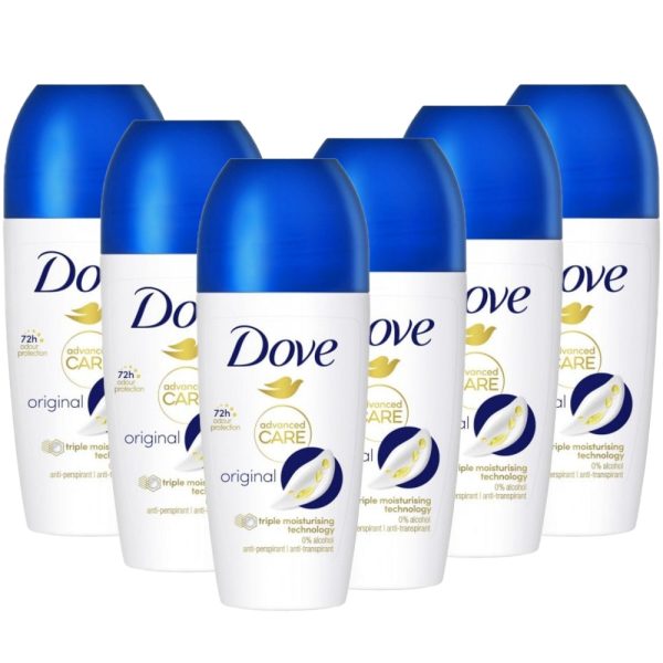 Dove Advanced Care Original Anti-Perspirant Deodorant Roll-On Multipack 6 x 50ml Online