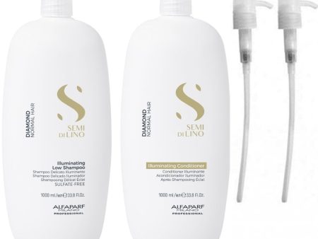 Alfaparf Milano Semi Di Lino Diamond Illuminating Shampoo & Conditioner Twin 2 x 1000ml Hot on Sale