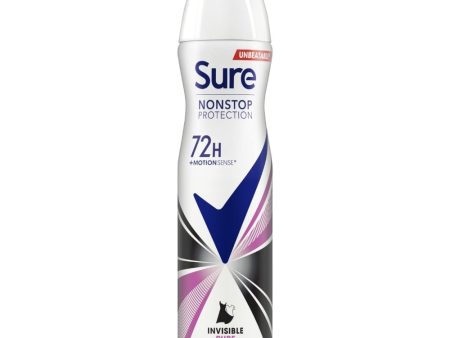 Sure Nonstop Protection 72h Invisible Pure Anti-Perspirant Deodorant Spray 250ml Online now