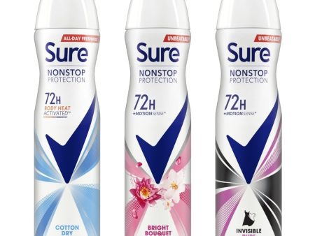 Sure Women s Anti-Perspirant Deodorant Spray Variety Pack 3 x 250ml For Discount