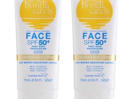 Bondi Sands Face Sunscreen Lotion SPF50+ Fragrance-Free Duo 2 x 75ml Cheap