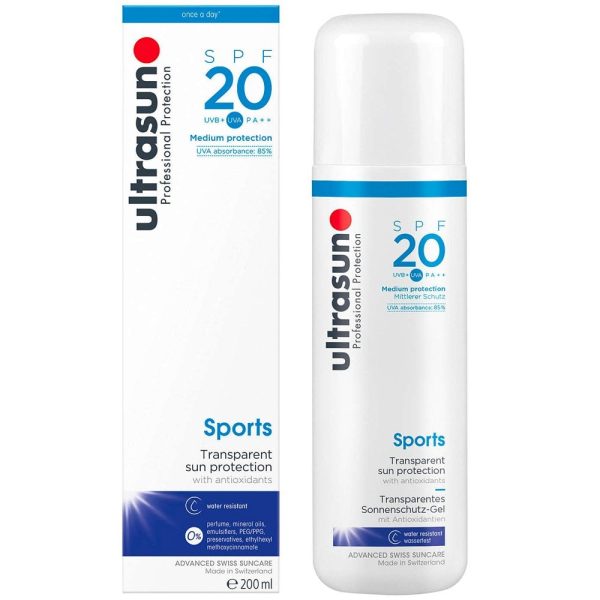 Ultrasun Sports Transparent Sun Protection Gel SPF20 200ml Supply