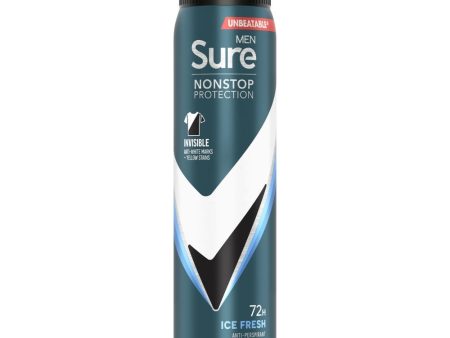 Sure Men Nonstop Protection 72h Invisible Ice Fresh Anti-Perspirant Deodorant Spray 250ml Supply