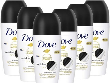 Dove Advanced Care Invisible Dry Anti-Perspirant Deodorant Roll-On Multipack 6 x 50ml Online Sale