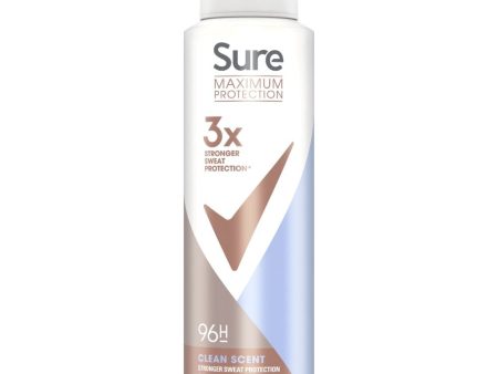 Sure Maximum Protection 96h Clean Scent Anti-Perspirant Deodorant Spray 150ml Supply