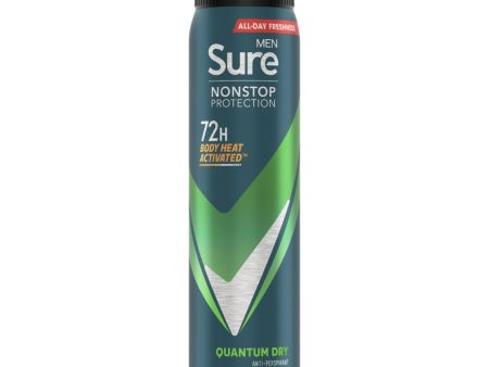 Sure Men Nonstop Protection 72h Quantum Dry Anti-Perspirant Deodorant Spray 250ml For Discount