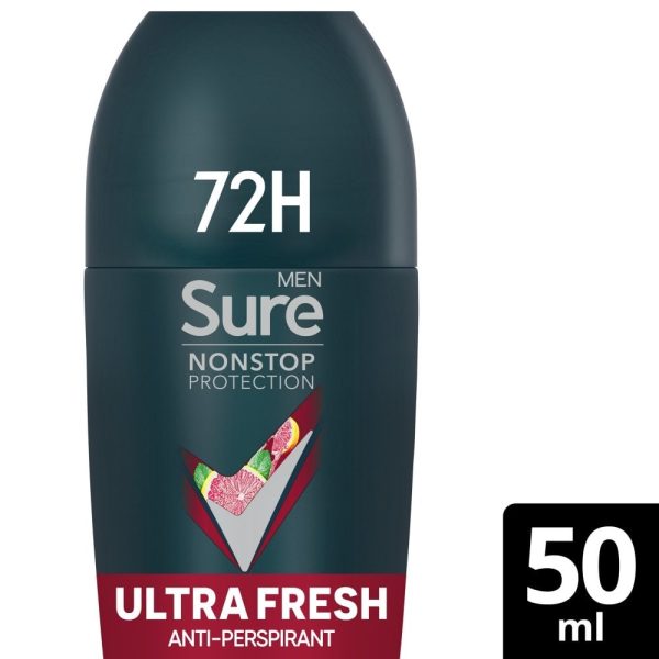 Sure Men Nonstop Protection 72h Ultra Fresh Anti-Perspirant Deodorant Roll On 50ml Hot on Sale