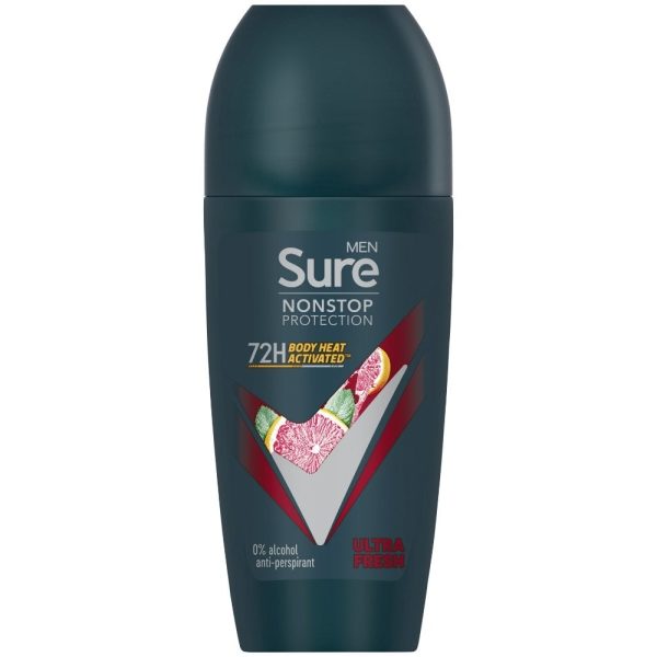 Sure Men Nonstop Protection 72h Ultra Fresh Anti-Perspirant Deodorant Roll On 50ml Hot on Sale