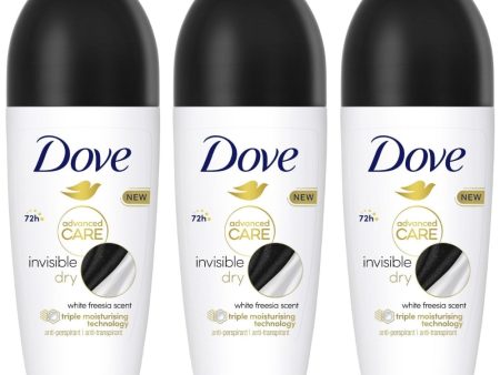 Dove Advanced Care Invisible Dry Anti-Perspirant Deodorant Roll-On Trio 3 x 50ml Cheap