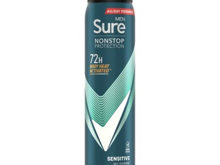 Sure Men Nonstop Protection 72h Sensitive Anti-Perspirant Deodorant Spray 250ml Fashion